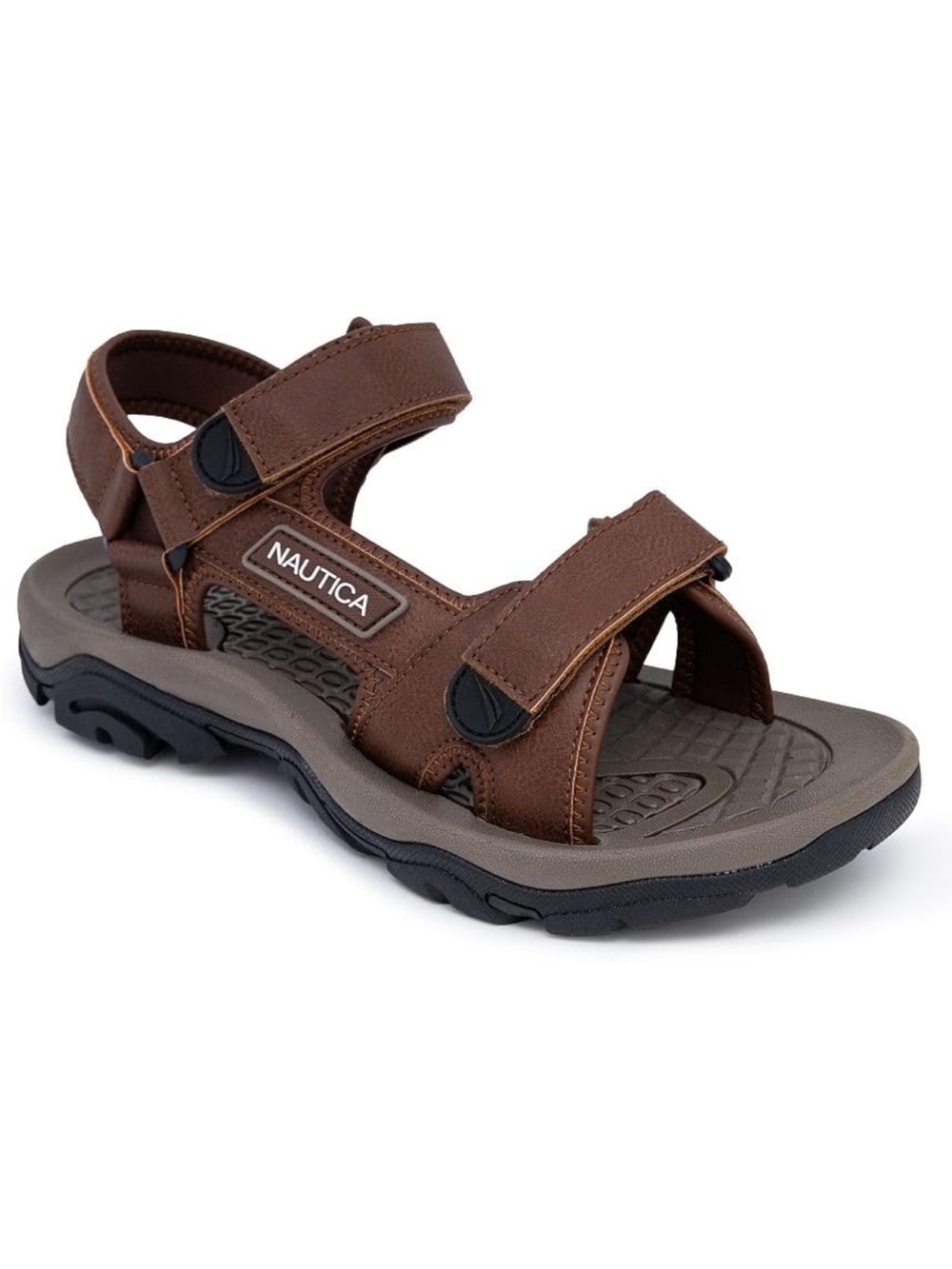 Nautica Men's Brown & Gray Adjustable Strap Sandals